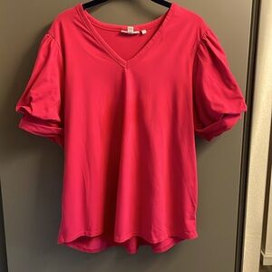 EUC, Chicos, Size 3, puffy sleeves, hot pink  top